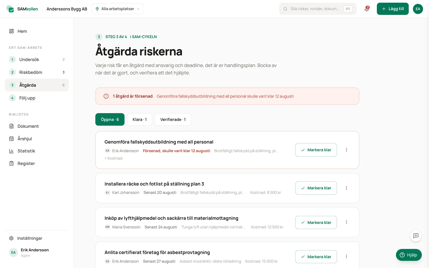 Handlingsplan med åtgärder, ansvariga och deadlines