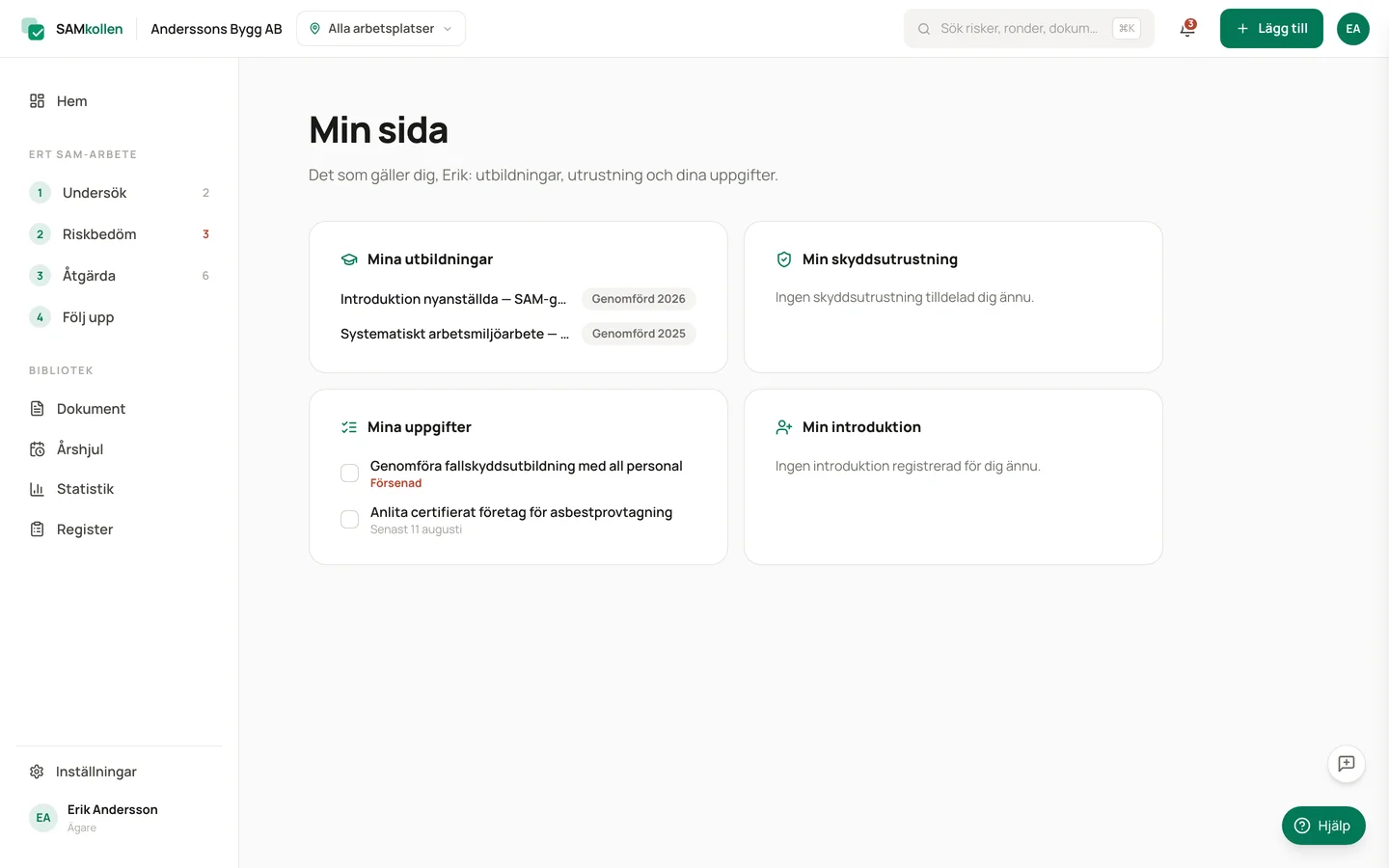 Personlig sida med kompetensöversikt