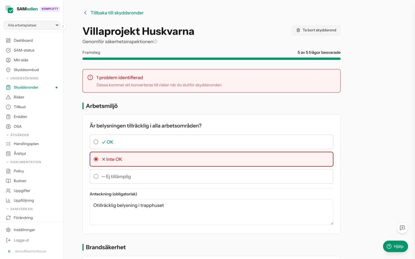 Skyddsrond med branschanpassade frågor och svar