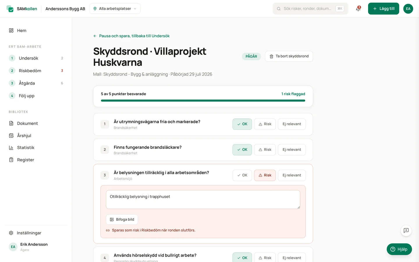 Skyddsrond med branschanpassade frågor och svar