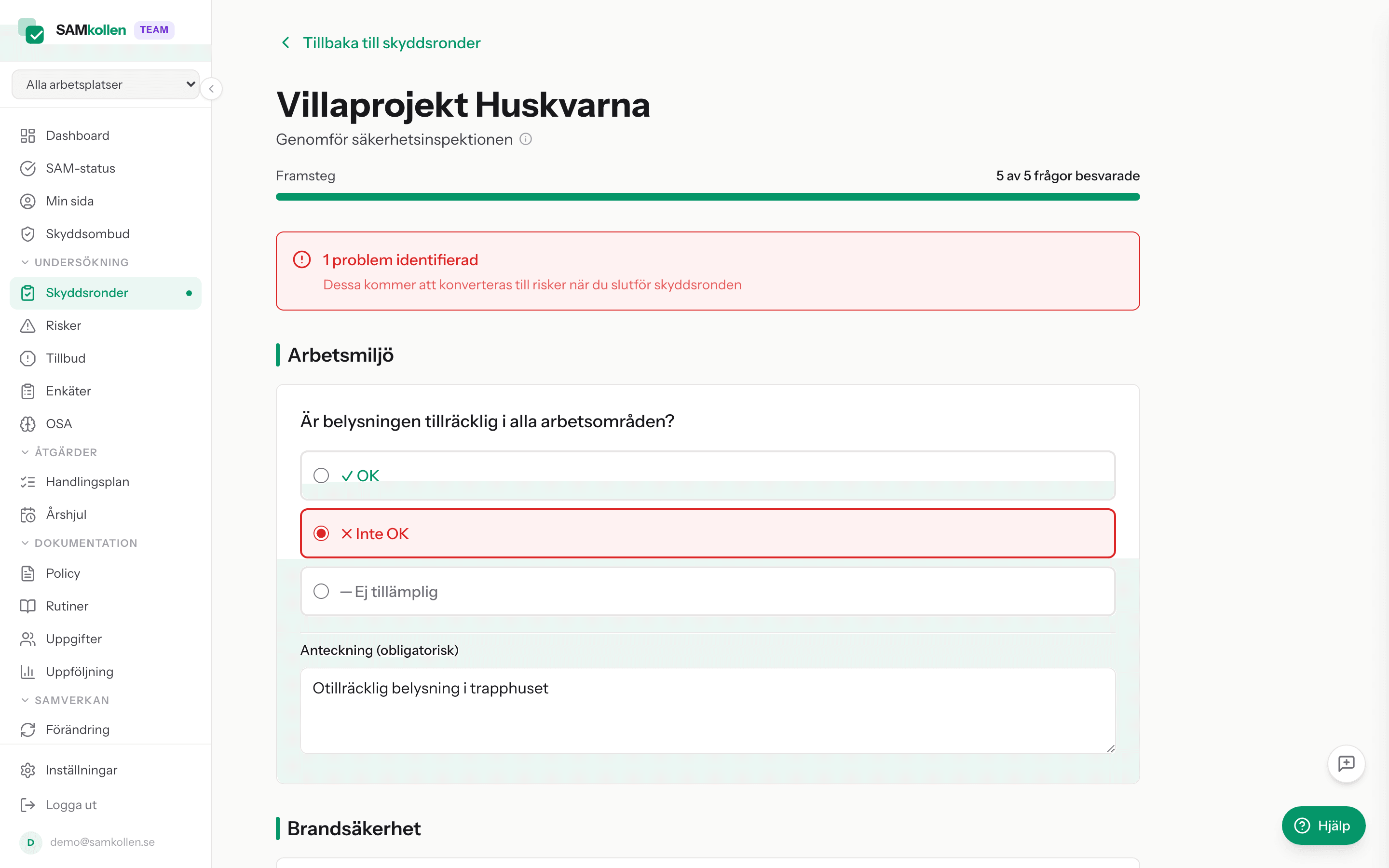 Skyddsrond med branschanpassade frågor och svar